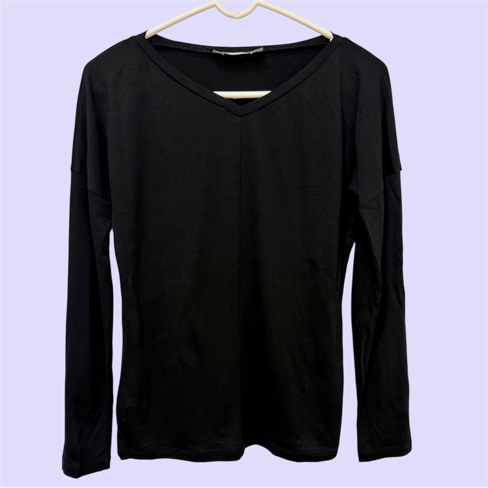 Max Mara Sportmax Black Long Sleeve V-Neck Top